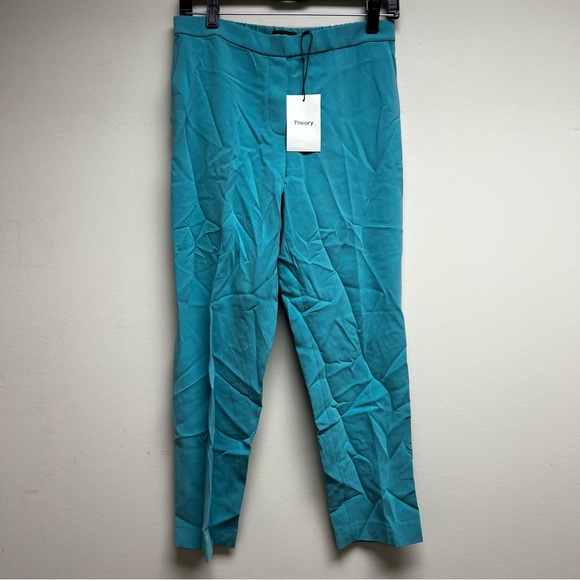 Theory - Treeca Pull On Admiral Crepe Pants - Teal - Size 4 - New - Picture 2 of 5